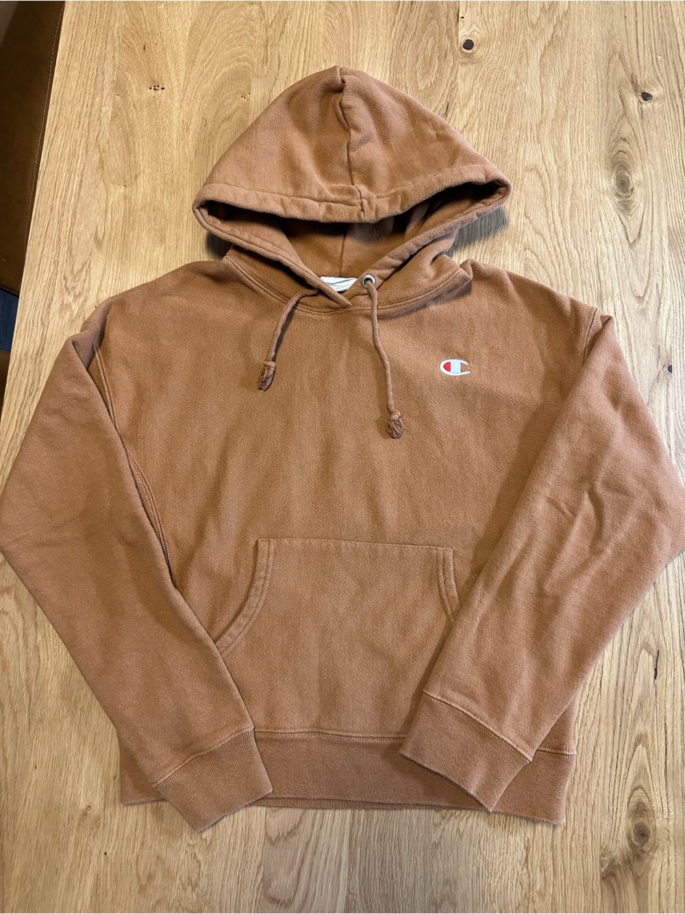 Champion Women’s Brown Pullover Hoodie with Chest Logo Heavy Weight Cropped